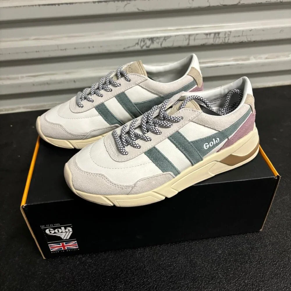 Gola Women's White and Pink Suede-Trim Sneakers - Picture 7 of 11